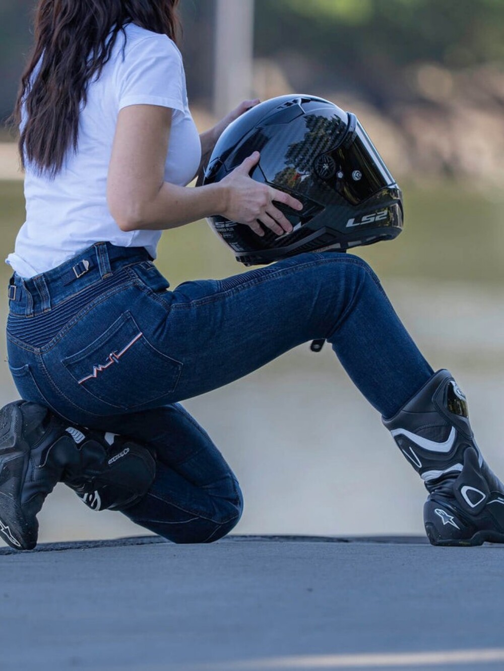 MotoGirl Ellie Jeans Womens Size XS Motorcycle Pants Blue Ladies